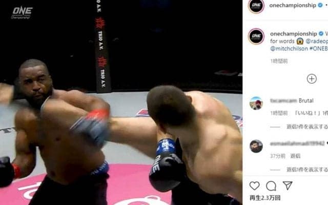 ONEで強烈大の字KO　身長2mの“ドンピシャ”後ろ回し蹴りに米興奮「稲妻の速さだ」