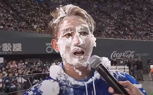 クリームまみれになる日ハム杉谷拳士　伝説の名場面は「いつ見ても元気出る」