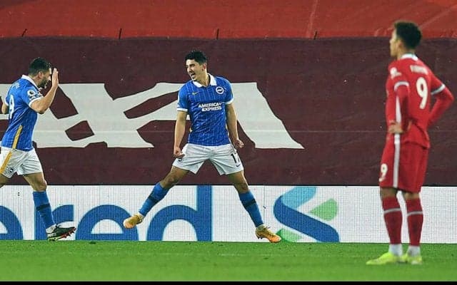 リバプールが難航不落のアンフィールドで2連敗…ブライトンにスパーズ戦に続く大物食い許す…《プレミアリーグ》