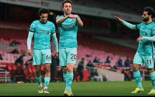 切り札ジョタの投入で流れ引き寄せたリバプールが敵地でアーセナル粉砕!　トップ4レースに踏みとどまる《プレミアリーグ》