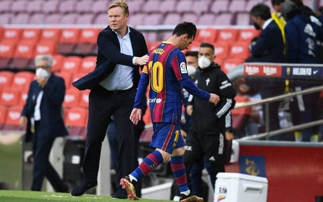 「彼なしではプレーできない」終戦のバルセロナ、クーマン監督は30ゴールのメッシについて言及