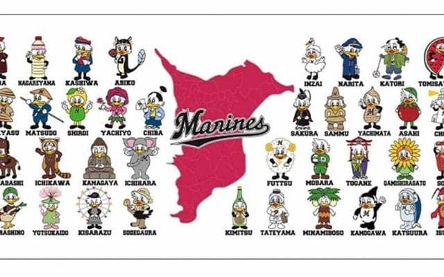 ロッテがホームタウンMAPグッズ販売　マーくんがスイカやシャチのコスチュームに