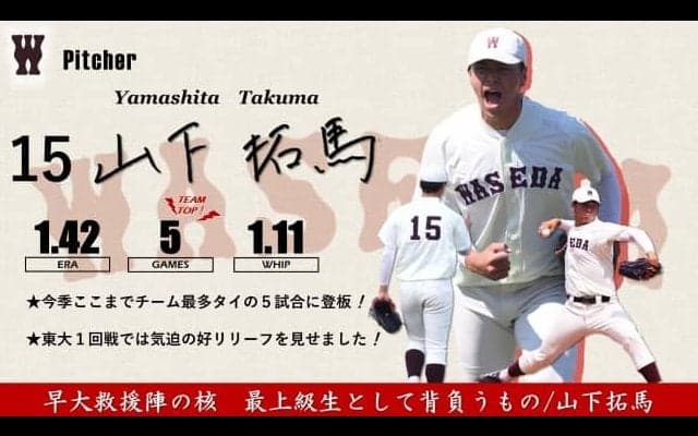 【緊急】令和３年度春季早慶戦　注目選手特集　15 山下拓馬