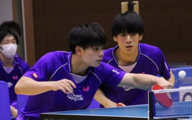 明治大、“最強2年生トリオ”でストレート勝ち　ベスト4進出＜卓球・インカレ男子＞