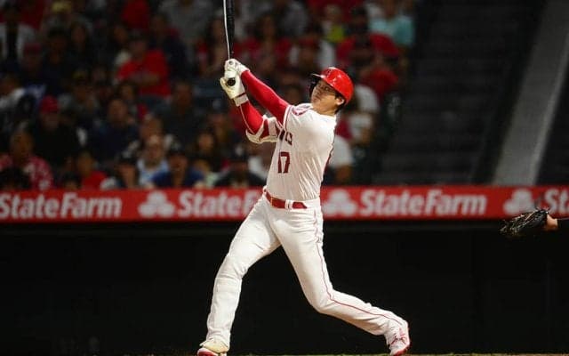 【MLB】大谷翔平、今季42号は元同僚からの131メートル特大弾　年間長打数でも松井秀喜超え