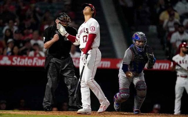 【MLB】大谷翔平もガックリ肩落として苦笑い　“恒例”誤審疑惑に解説「また外れている」