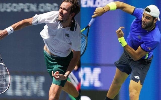 デュース側はメドベージェフ、アド側はベレッティーニ、ATPがファーストサーブの個人成績を特集