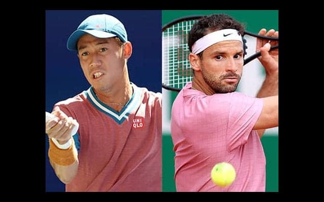 錦織 ディミトロフとラリー練習