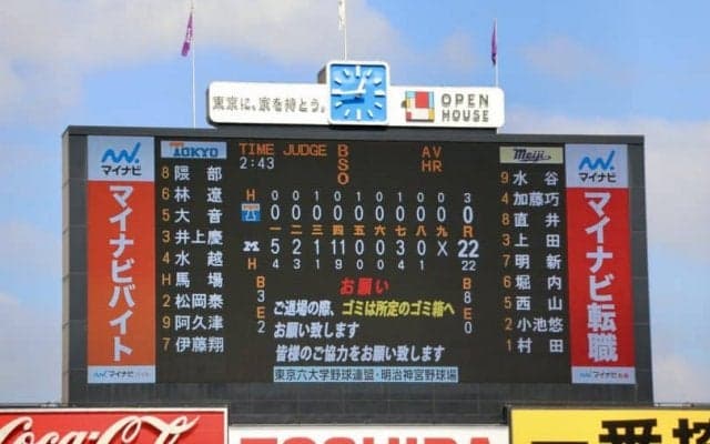 明大打線が22安打22得点の大爆発！4番・上田希由翔が先制2ラン含む6打点の活躍！【10/10 秋季東京六大学野球 東京大学vs明治大学】