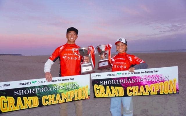 脇田泰地と都築虹帆が初優勝、年間王者は西慶司郎と松岡亜音に　JPSAショートボードツアー最終戦『さわかみCS ALL JAPAN 田原プロ』