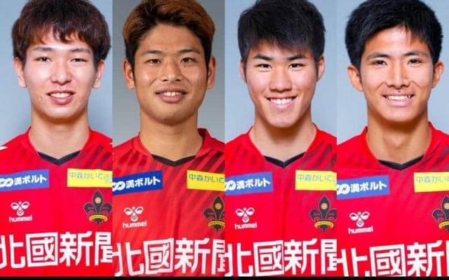 金沢がDF高安孝幸、MF田路耀介、FW杉浦力斗、DF稲葉楽と契約更新