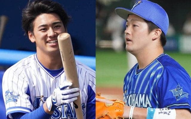 顔まで再現「ジュンジュワー」　DeNA牧＆森、本家と一緒に披露した“全力ギャグ”