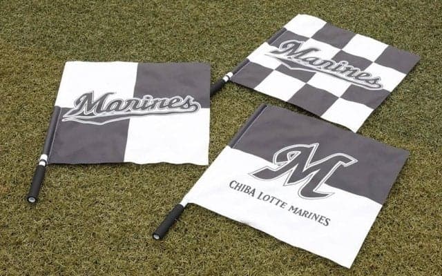 ロッテが「マリーンズフラッグ」販売開始　復刻デザイン含む全6種、ミニサイズも展開