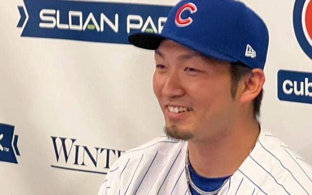 【MLB】鈴木誠也、カブス入団会見　英語で“ハニカミ”自己紹介「Hello！」、背番号「27」
