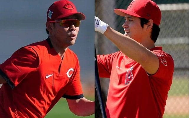 【MLB】大谷翔平、秋山翔吾との2年ぶり再会に笑顔で握手「お気に入りの2人が一緒に」