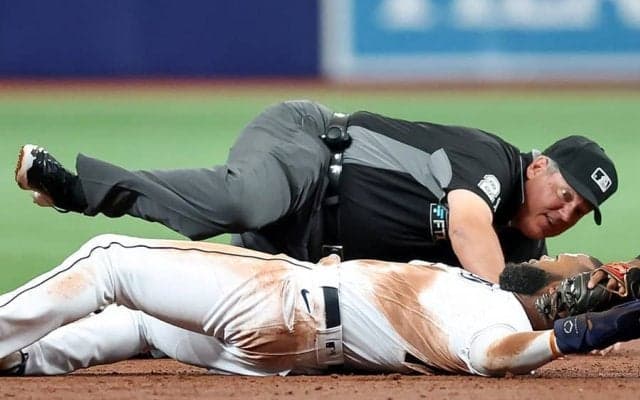 【MLB】転びながらも“プロの技”　涼しい顔の仕事ぶりは「ユーモアのセンスがある」