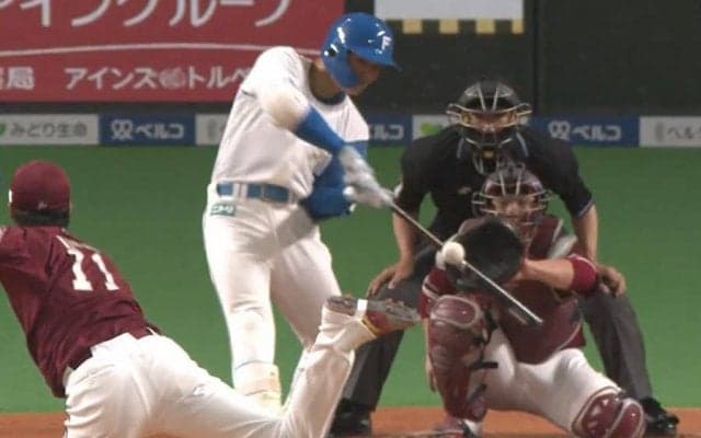 ハム清宮、プロ初の2打席連発に本拠地騒然　“右手一本”3号→スタンド中段4号
