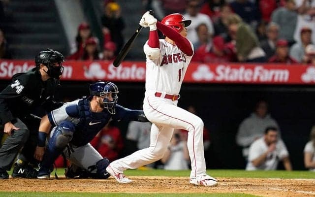 大谷翔平、久々5号ソロは“低弾道弾”　トラウトHR直後の初球、米記者「あっという間」