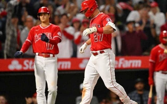 【MLB】トラウトが13号逆転2ラン…中堅越えの特大弾にスタンド熱狂、大谷翔平と大喜び