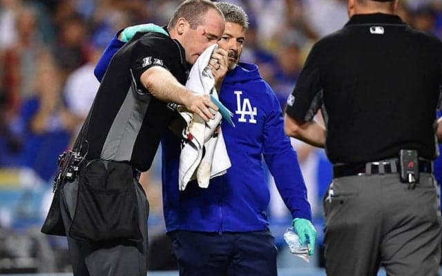 折れたバット顔面直撃　異例の球審交代で米続報「搬送されるも、深刻な怪我は免れる」