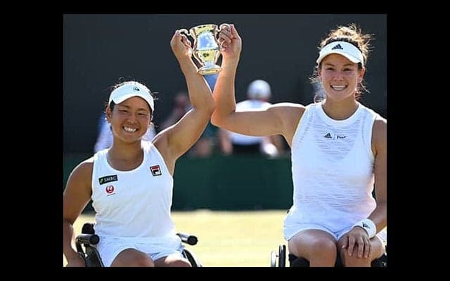  上地結衣 WB複で2連覇 