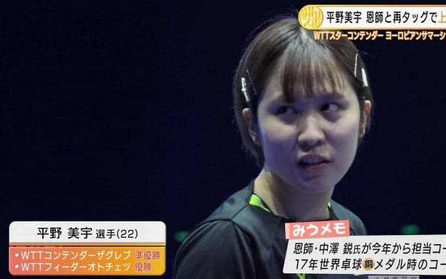 平野美宇 恩師と再タッグで上位進出を目指す【卓球 ヨーロピアンサマーシリーズ】