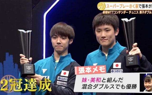 張本・木造ペア スーパープレー炸裂！優勝を勝ち取る【卓球 WTTチュニス】