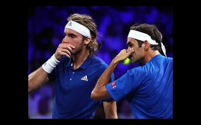 フェデラーがチチパスと練習