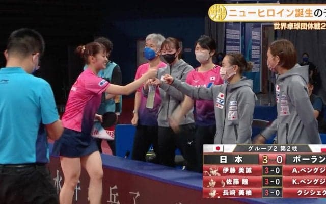 【世界卓球】日本女子がポーランドに完勝！長﨑笑顔「すごく幸せです」