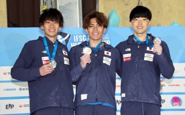 楢崎がパリ五輪フォーマットを制する　緒方、藤井と今年4度目の表彰台独占【クライミングW杯盛岡大会】