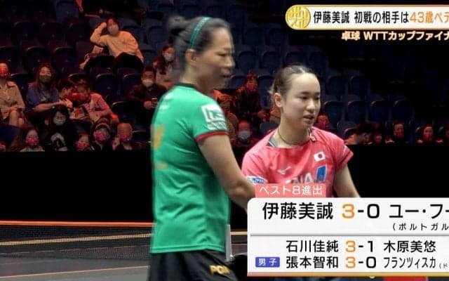 伊藤美誠 43歳のベテランにストレート勝ち【卓球 WTTカップファイナルズ】