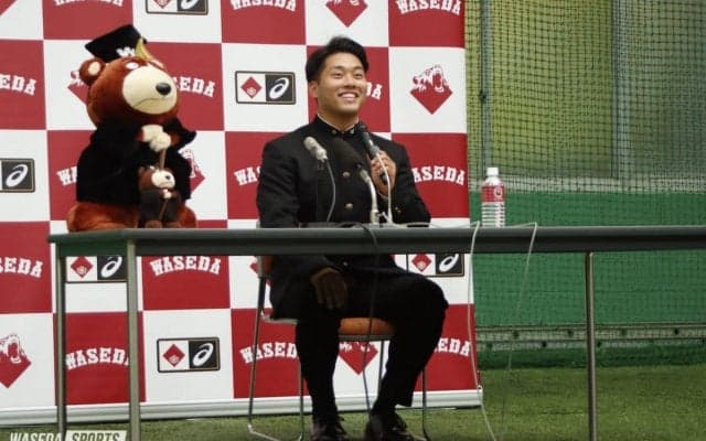 西武ドラ１蛭間　指名あいさつを受ける「チームのために頑張っていきたい」