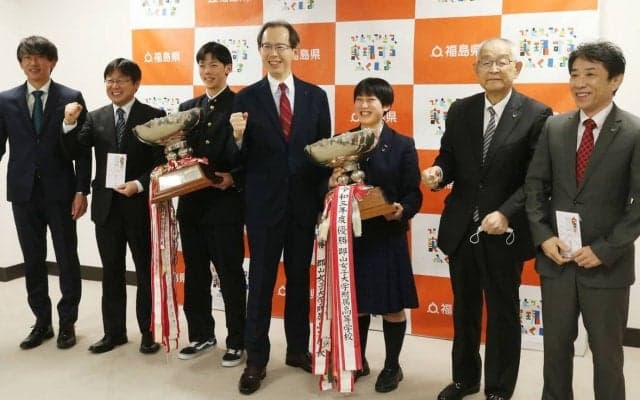 春高バレー出場を知事に報告　福島県代表の相馬（男子）と郡山女大付