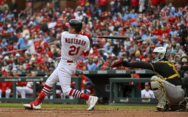 【MLB】ヌートバー、今季第1号は175キロ同点打　「稲妻弾だ！」と実況も大興奮、ペッパーミル・パフォーマンスも披露