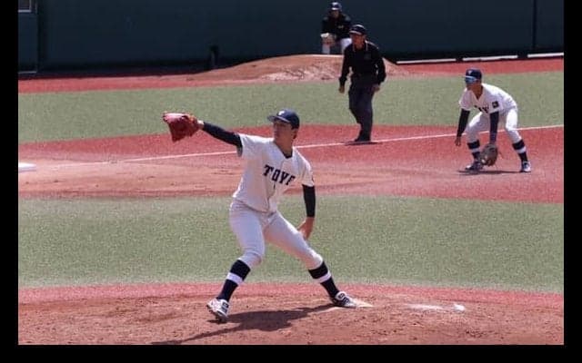 [硬式野球] 接戦を制した！細野、今季リーグ戦初完封