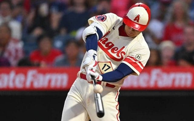 【MLB】大谷翔平、藤浪晋太郎撃ちで166キロ強烈打　チームに9点目もたらす