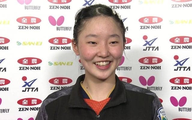 中学生・張本美和 平野美宇を破ってベスト4入り「勝って残れるとは思っていなかった」試合後インタビュー【卓球 全農CUP】