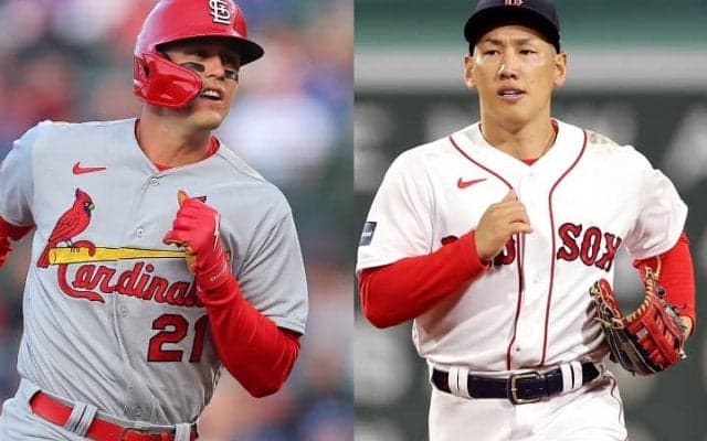 「２人のレジェンド」ヌートバーと吉田正尚の”再会”をMLBが激写！日本＆現地ファンに反響「去年までは全く想像できないシーン」