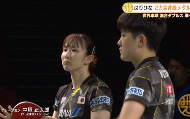 【世界卓球】はりひな 前回大会銀のコンビネーションで韓国ペアを圧倒