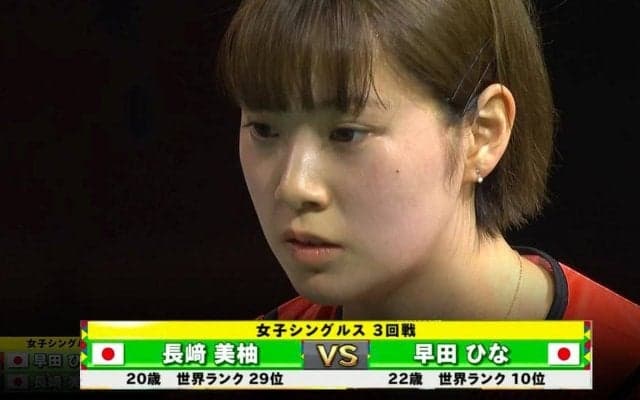 【世界卓球】女子シングルス3回戦 早田ひな vs 長﨑美柚［日本語実況解説］