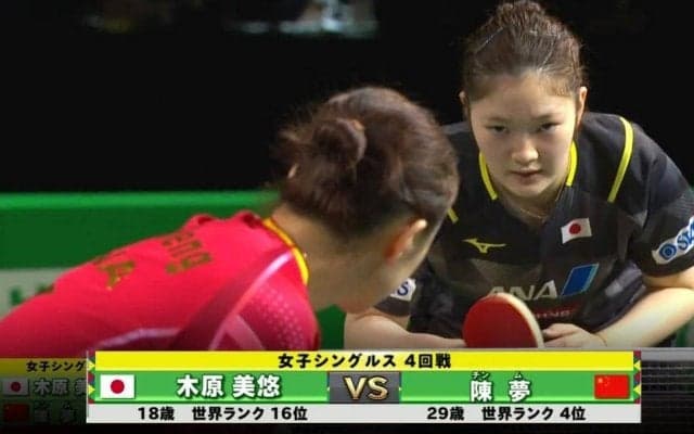 【世界卓球】女子シングルス4回戦 木原美悠 vs 陳夢［日本語実況解説］