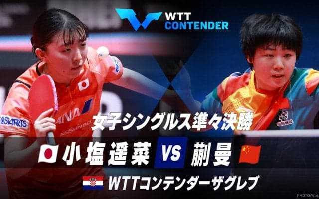 【準々決勝】小塩遥菜 vs 蒯曼｜WTTコンテンダーザグレブ2023 女子シングルス