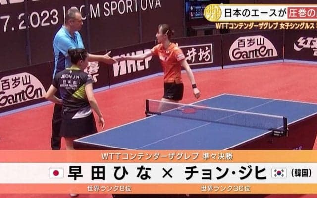 日本のエース・早田ひなが準々決勝で圧巻の勝利【卓球 WTTコンテンダーザグレブ】