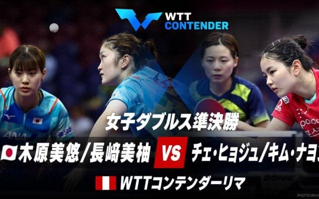 女子ダブルス準決勝 木原美悠/長﨑美柚 vs チェ・ヒョジュ/キム・ナヨン｜WTTコンテンダーリマ2023
