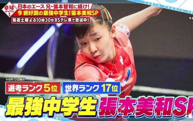 【卓球ジャパン】最強中学生・張本美和が登場！「パリ五輪に出場したい」今絶好調の15歳が本人解説！