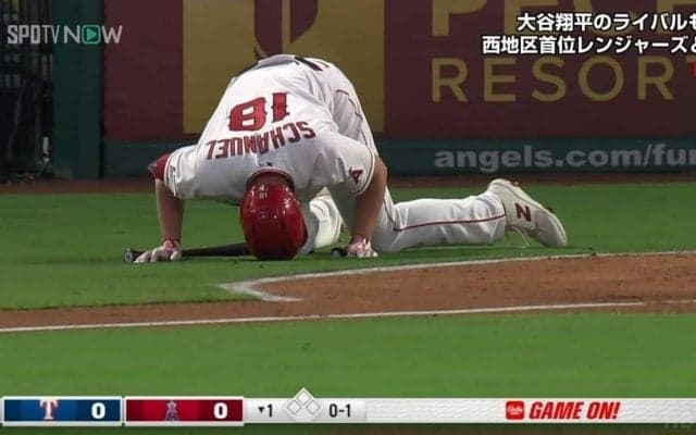 大谷翔平の同僚、“悶絶”自打球直後に快挙！ 足を引きずり激走でデビューから27試合連続出塁を達成「いい根性してる」