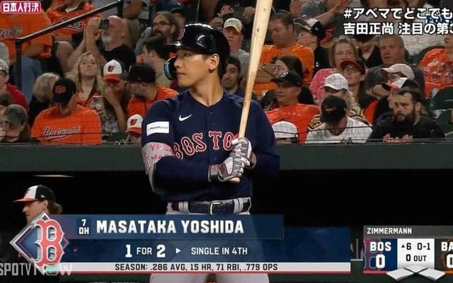 吉田正尚、球団新人最多となる50回目のマルチ安打&14度目猛打賞！レッドソックスは14安打わずか2得点で地区優勝のオリオールズに敗れる