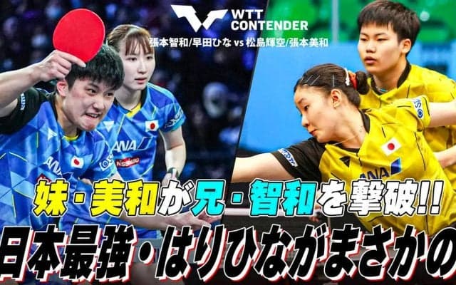 日本最強ペアがまさかの!? 16歳・松島輝空＆15歳・張本美和の超新星ペアが大金星【卓球 WTTマスカット】
