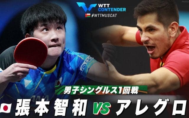 【1回戦】張本智和 vs アレグロ｜WTTコンテンダーマスカット2023 男子シングルス