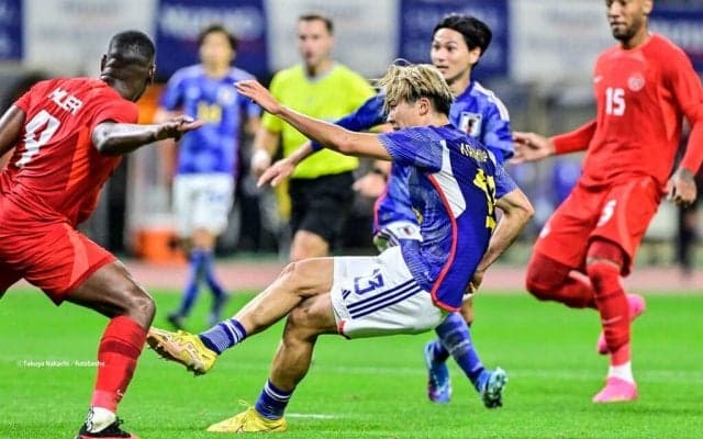 「落ち着きと決定力すごいな」中村敬斗の反転からの強烈右足コントロール弾に称賛続々！ 負傷退場が心配も代表4試合4得点に「イケメンなだけじゃないね」の声